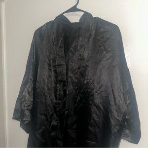 Elegant Black satin Women's robe